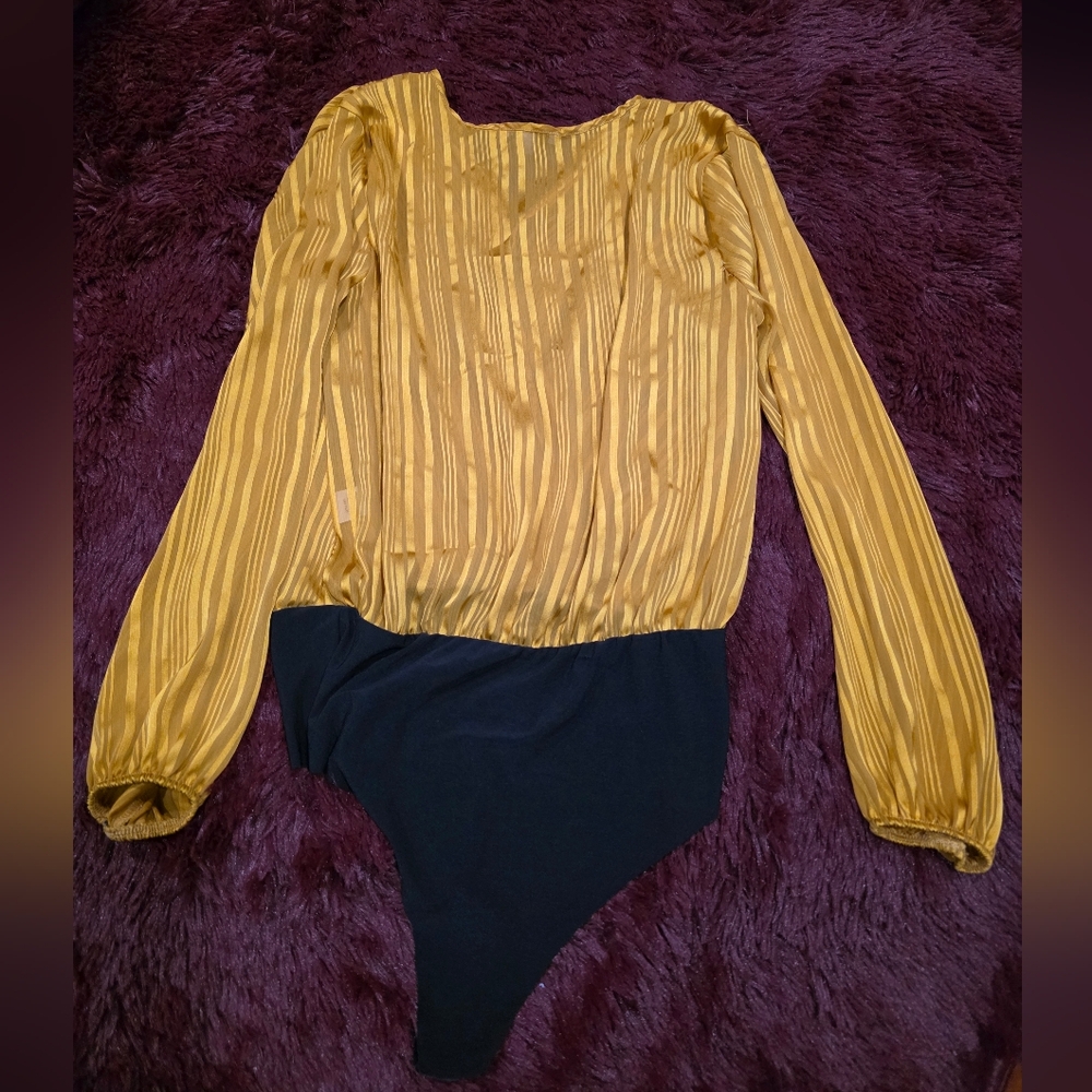 Haute Monde Gold Long Sleeve Wrap Blouse